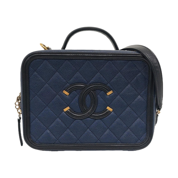 Authenticated pre-owned Filigree Quilted Grained Calfskin Blue - Shoulder Bag at Looply