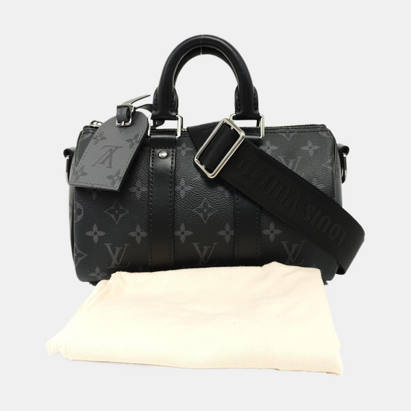 KEEPALL 25 Monogram Coated Canvas Black