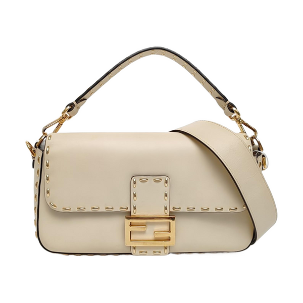 Baguette Medium Calfskin White