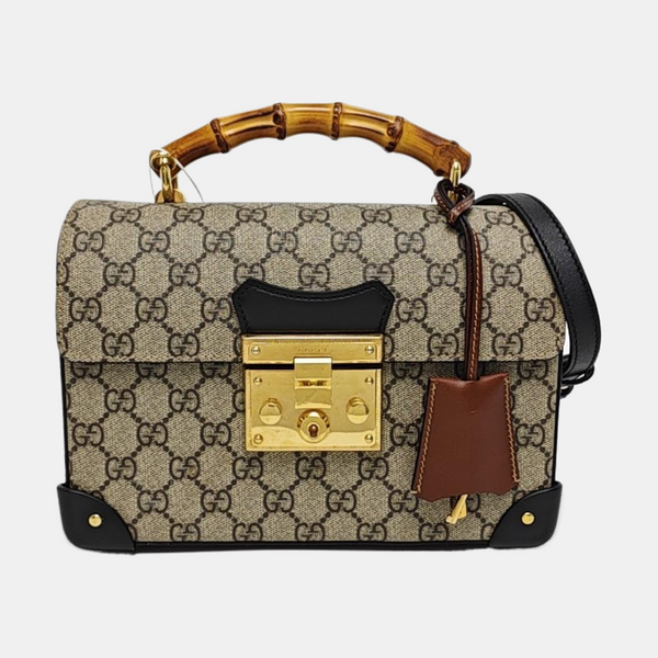 Padlock Small Monogram Coated Canvas Beige