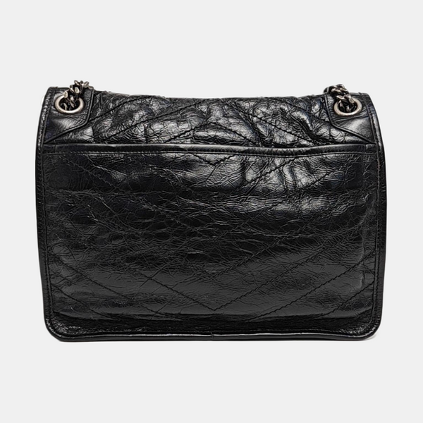 NIKI Medium Chevron Calfskin Black