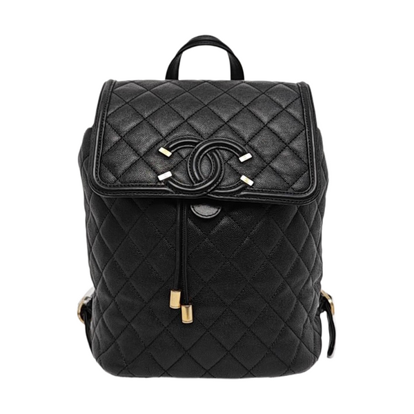 FILIGREE Small Quilted Grained Calfskin Black