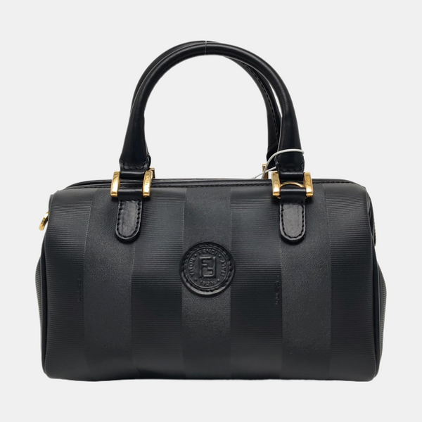 Coated Canvas Top Handle Bag Black