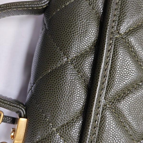 Quilted Grained Calfskin Small Green