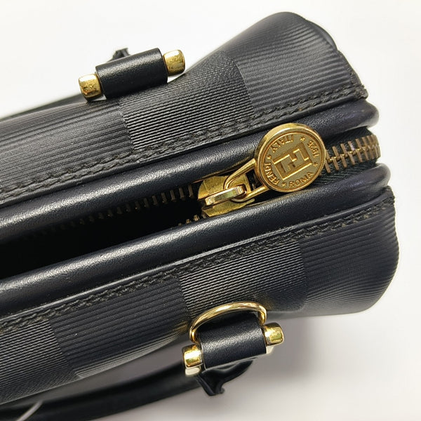 Coated Canvas Top Handle Bag Black