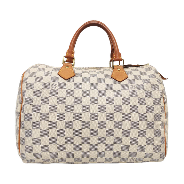 Authenticated pre-owned Speedy 30 Damier Azur Coated Canvas White - Top Handle Bag at Looply