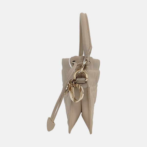 Authenticated pre-owned Lady Dior Milly Mini Lambskin Beige - Shoulder Bag at Looply