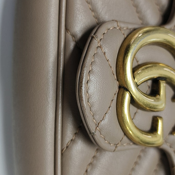 GG Marmont Mini Quilted Calfskin Beige