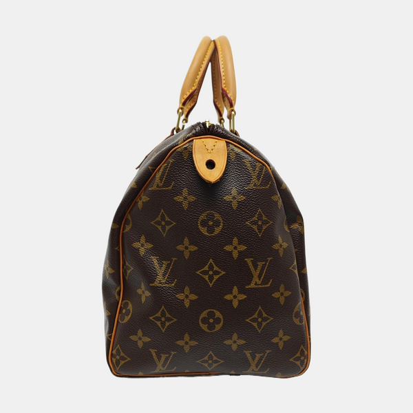 Authenticated pre-owned Speedy 30 Monogram Coated Canvas Brown - Top Handle Bag at Looply