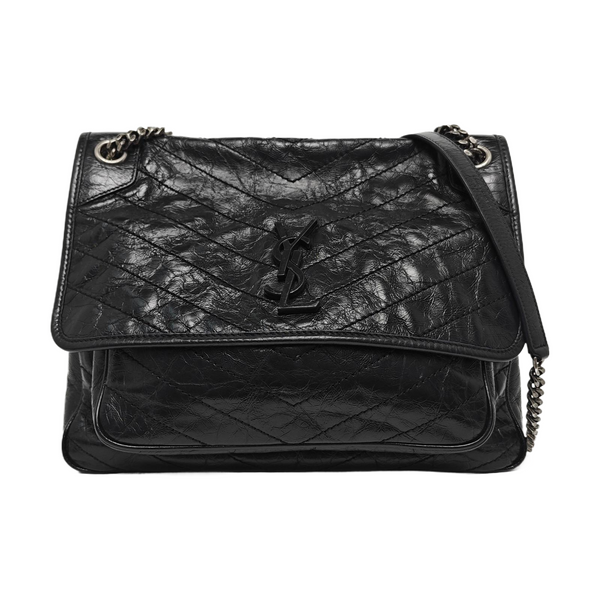 NIKI Large Chevron Calfskin Black