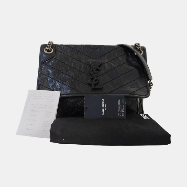 NIKI Medium Chevron Suede Black
