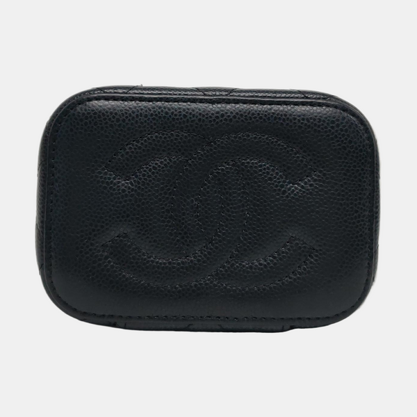 Authenticated pre-owned Vanity Case Mini Quilted Grained Calfskin Black - Shoulder Bag at Looply