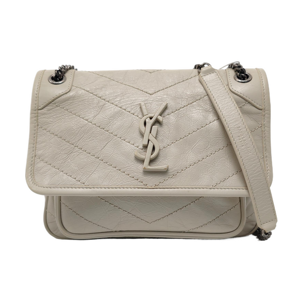 NIKI Small Chevron Calfskin White
