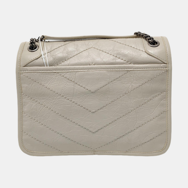 NIKI Small Chevron Calfskin White