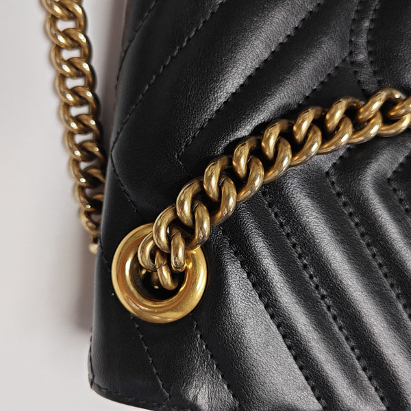 GG Marmont Medium Quilted Calfskin Black