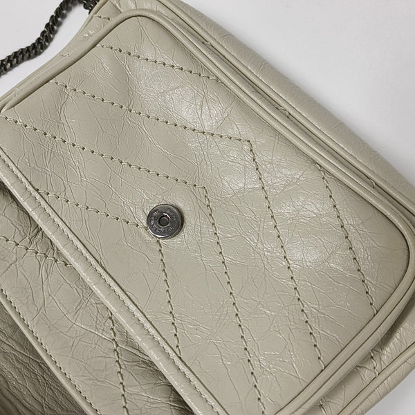 NIKI Small Chevron Calfskin White