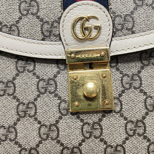 Ophidia Small Monogram Coated Canvas Beige