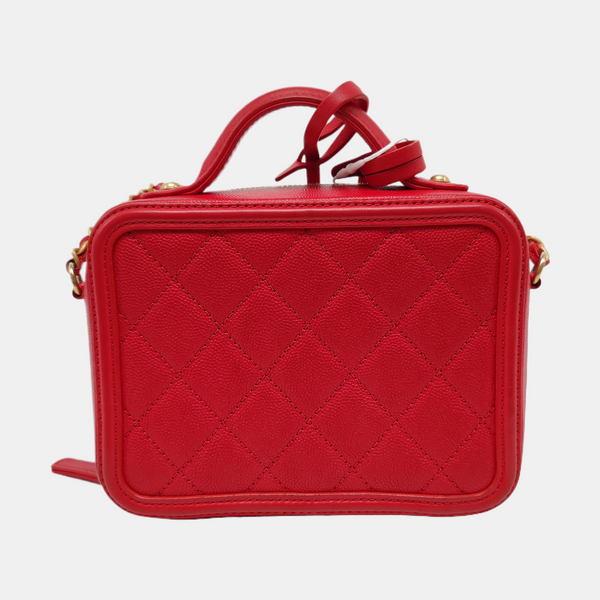 Authenticated pre-owned Filigree Small Quilted Grained Calfskin Red - Shoulder Bag at Looply