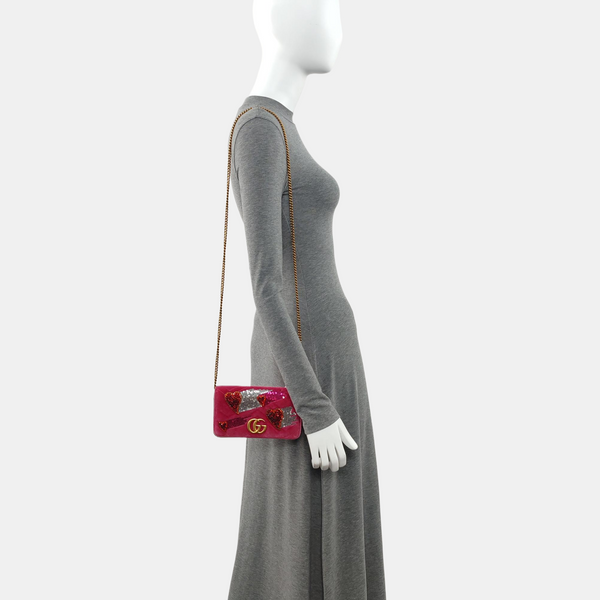 Authenticated pre-owned GG Marmont Velvet Pink - Shoulder Bag at Looply