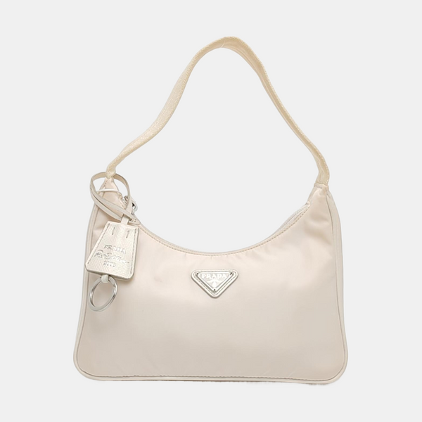 Authenticated pre-owned Re-Edition2000 Mini Nylon White - Top Handle Bag at Looply