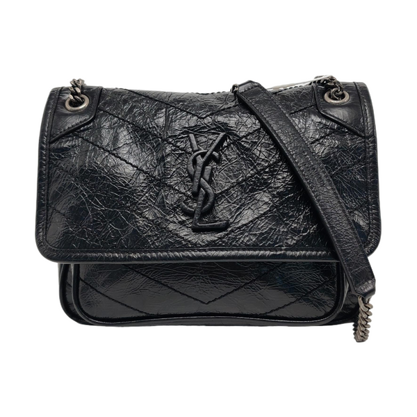 NIKI Small Chevron Calfskin Black