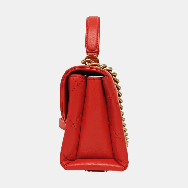 Authenticated pre-owned Trendy CC Quilted Lambskin Orange - Shoulder Bag at Looply