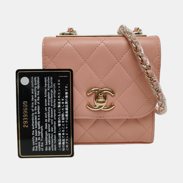 Authenticated pre-owned Trendy CC Quilted Lambskin Pink - Crossbody Bag at Looply