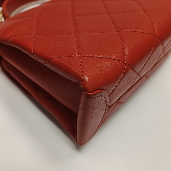 Authenticated pre-owned Trendy CC Quilted Lambskin Orange - Shoulder Bag at Looply