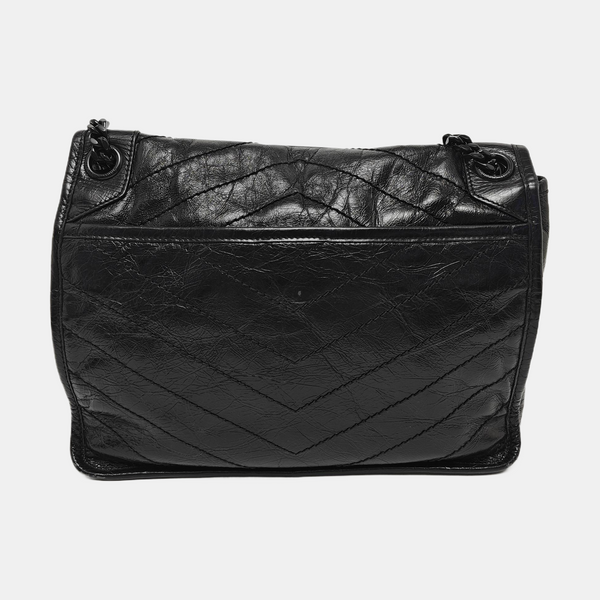 NIKI Medium Chevron Calfskin Black