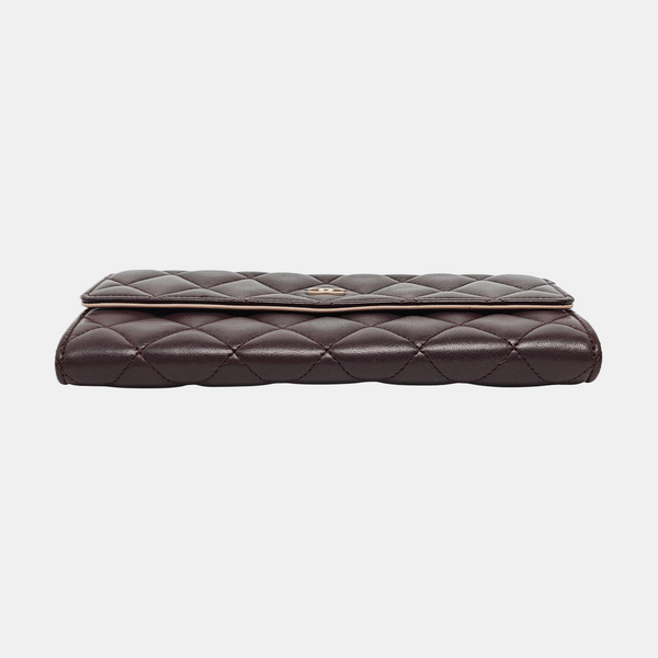 Authenticated pre-owned Classic Flap Quilted Lambskin Burgundy Wallet - Wallet at Looply