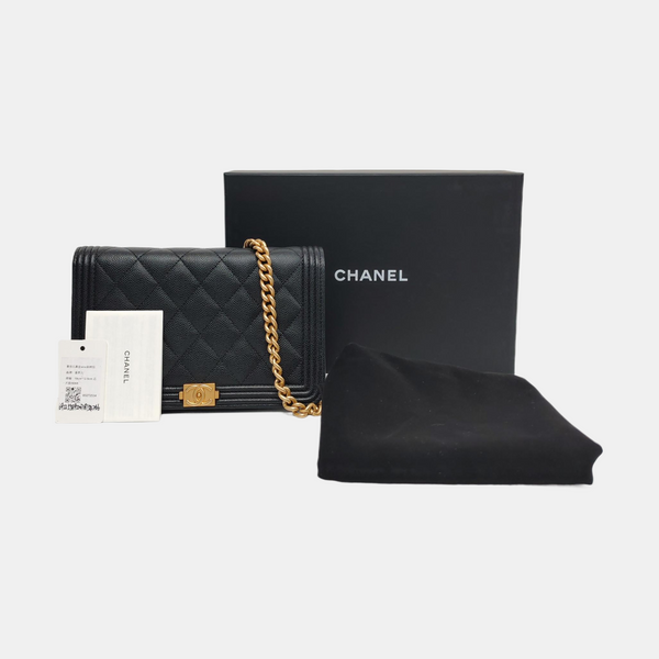 BOY CHANEL Mini Quilted Grained Calfskin Black