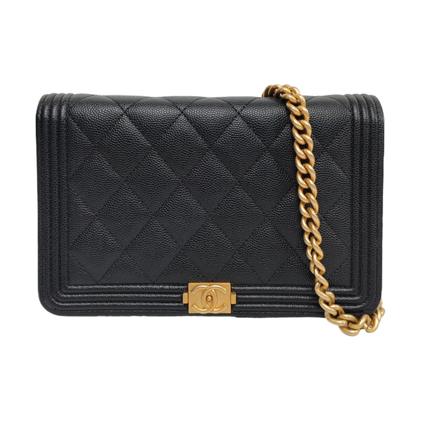 BOY CHANEL Mini Quilted Grained Calfskin Black