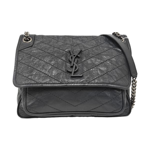 NIKI Medium Chevron Calfskin Gray