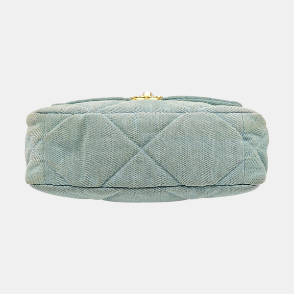 CHANEL 19 Small Quilted Denim Blue