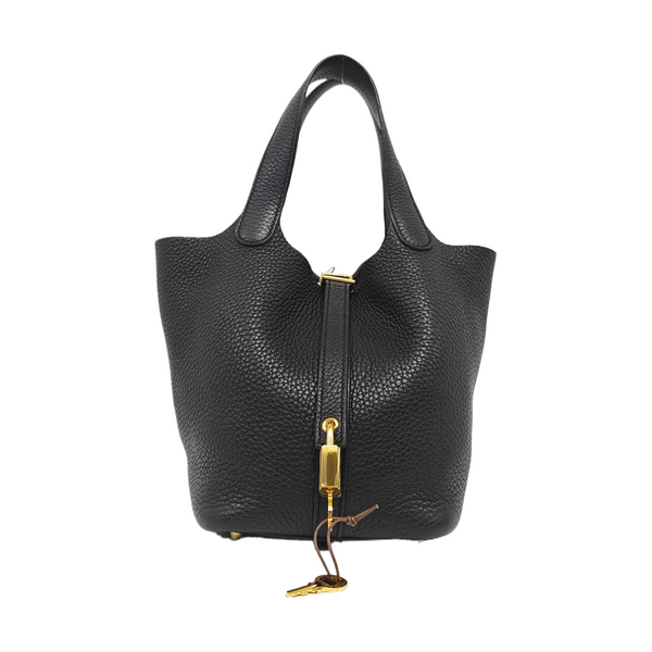 Authenticated pre-owned Picotin Lock Clemence Black - Top Handle Bag at Looply