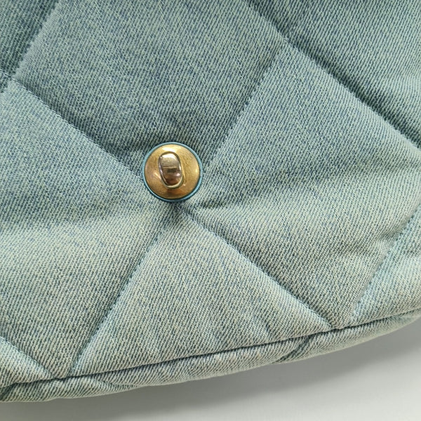 CHANEL 19 Small Quilted Denim Blue