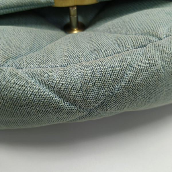 CHANEL 19 Small Quilted Denim Blue