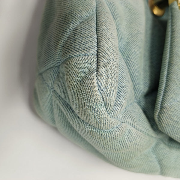 CHANEL 19 Small Quilted Denim Blue