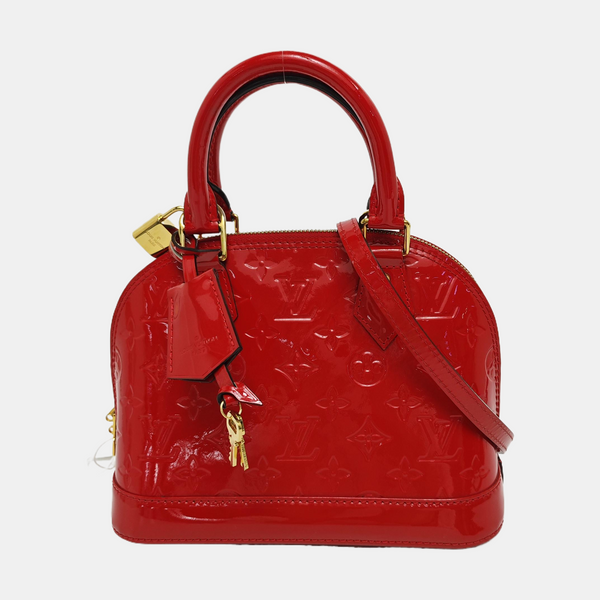 Authenticated pre-owned Alma BB Monogram Patent Leather Red - Shoulder Bag at Looply
