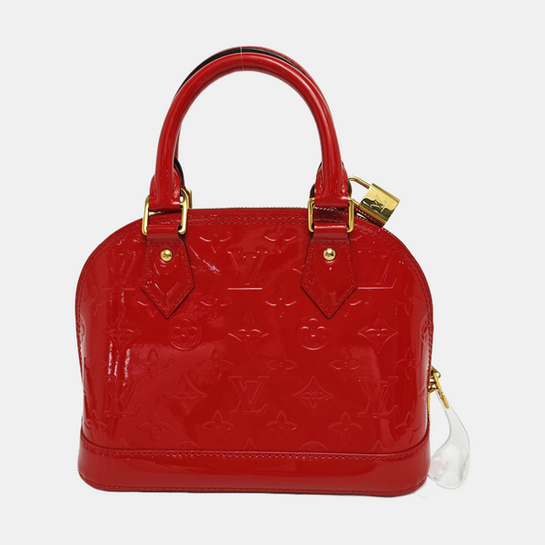 Authenticated pre-owned Alma BB Monogram Patent Leather Red - Shoulder Bag at Looply