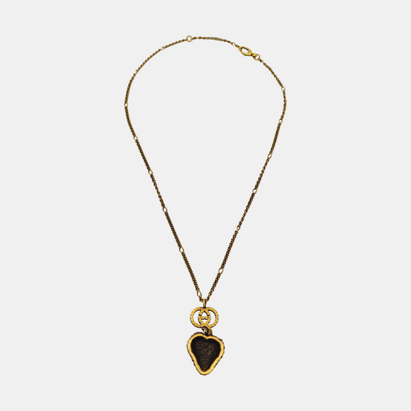 Authenticated pre-owned Interlocking G Gold-tone Metal Synthetic Crystal Necklace - Necklace at Looply