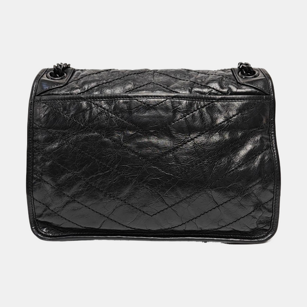 NIKI Medium Chevron Calfskin Black