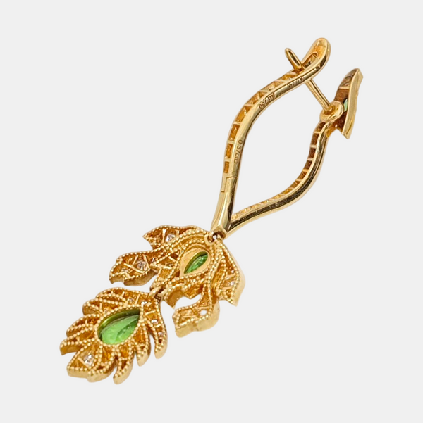 Authenticated pre-owned Flora 18K Gold Diamond Tsavorite Gold Earring - Earrings at Looply