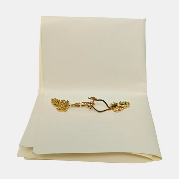 Authenticated pre-owned Flora 18K Gold Diamond Tsavorite Gold Earring - Earrings at Looply
