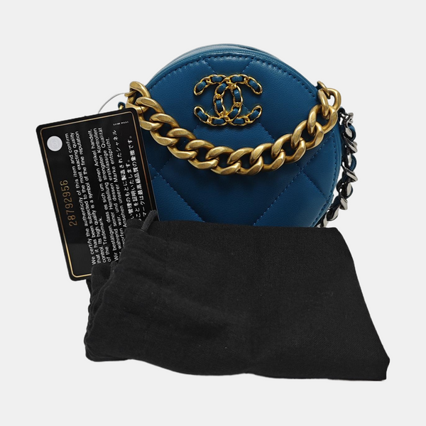Authenticated pre-owned Chanel 19 Quilted Lambskin Blue - Shoulder Bag at Looply