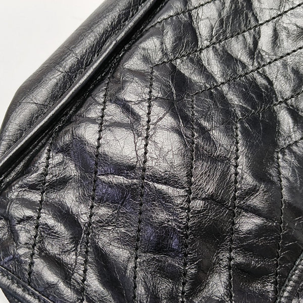 NIKI Medium Chevron Calfskin Black