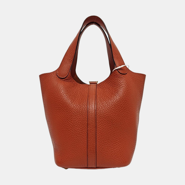 Authenticated pre-owned Picotin Lock 18 Clemence Brown - Top Handle Bag at Looply