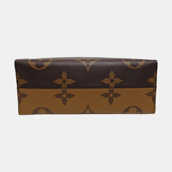 Authenticated pre-owned Onthego GM Monogram Coated Canvas Brown - Top Handle Bag at Looply
