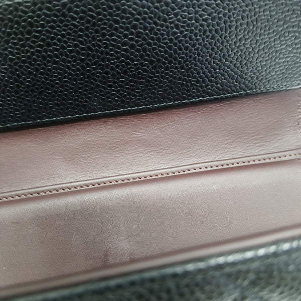 Quilted Grained Calfskin Wallet Black