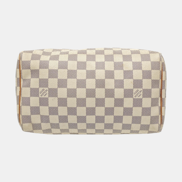 Authenticated pre-owned Speedy 25 Damier Azur Coated Canvas White - Top Handle Bag at Looply